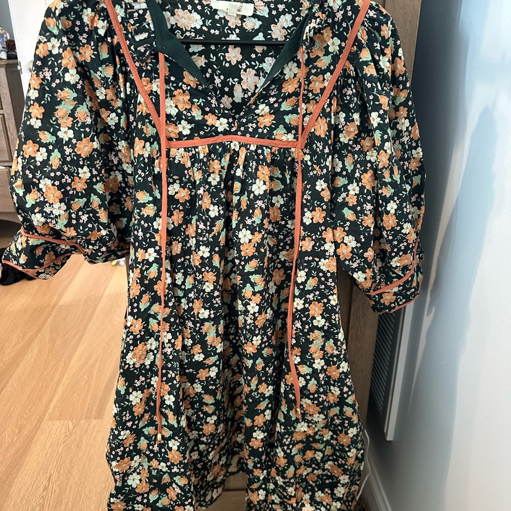 Entro women Floral Dress with Orange and Green